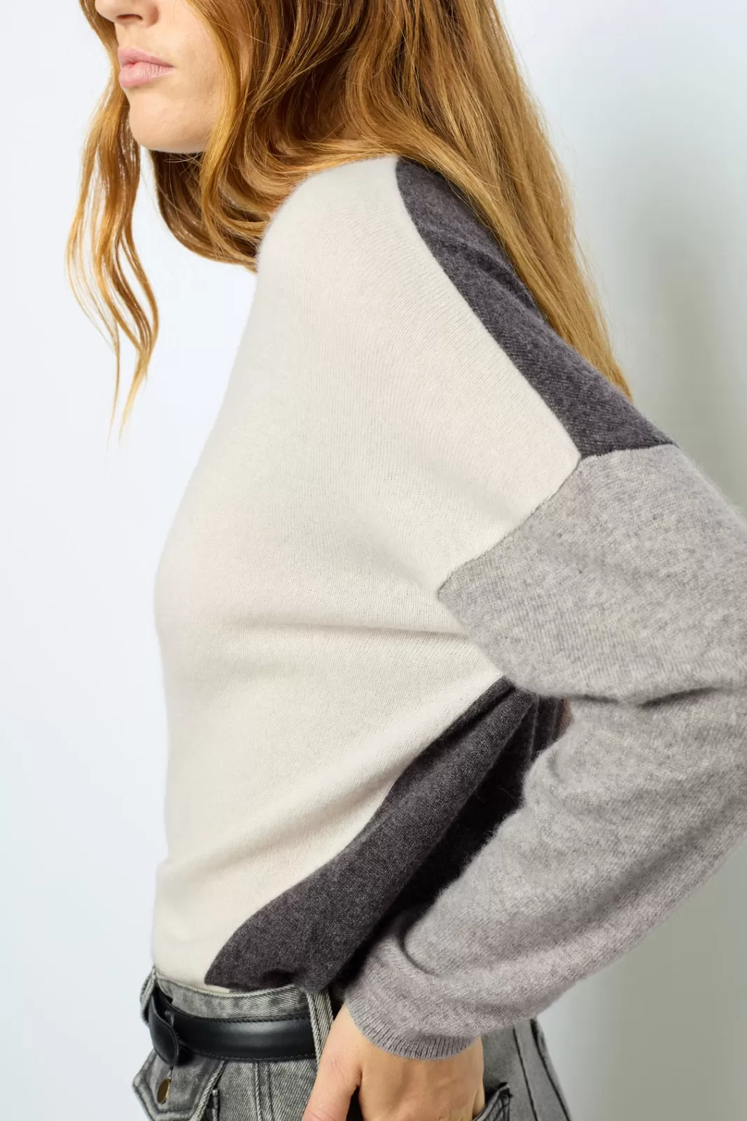 Gerard Darel Color block cashmere V-neck sweater - JALYA GrisChiné Best