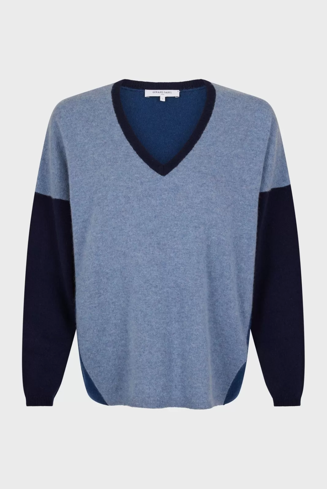 Gerard Darel Color block cashmere V-neck sweater - JALYA Encre Flash Sale