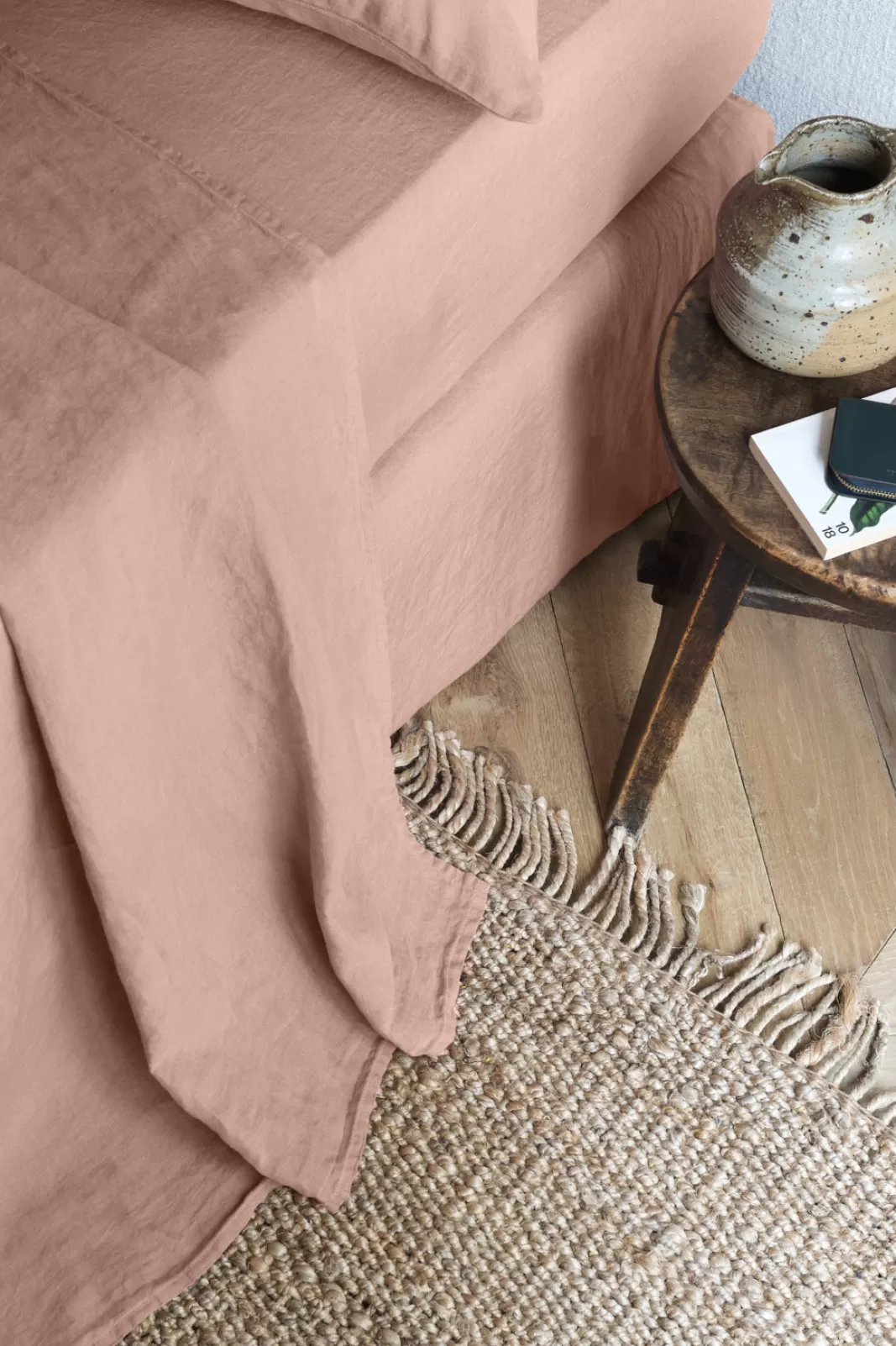 Gerard Darel Flat washed linen sheet - antique rose Oldrose Store