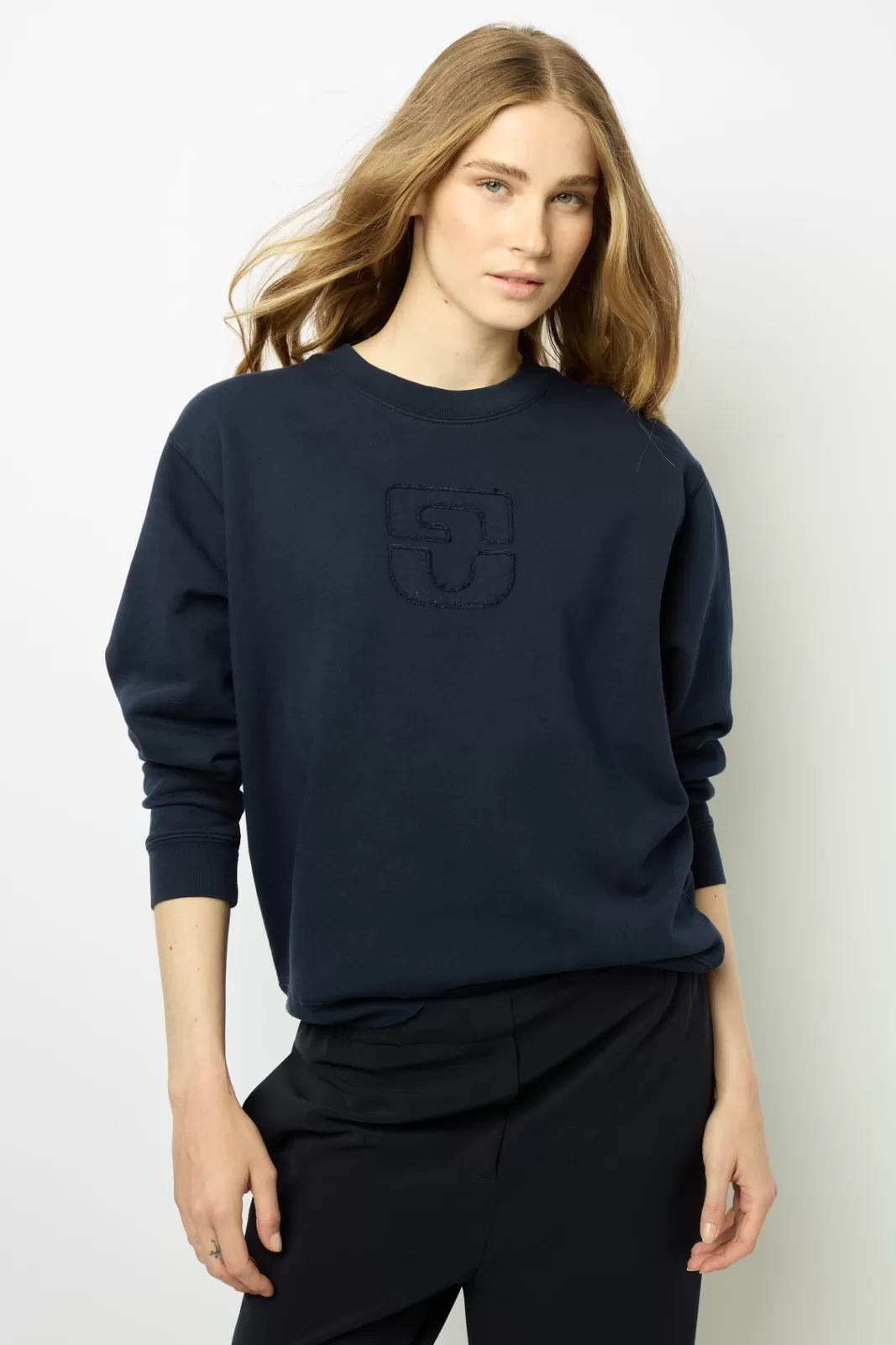 Gerard Darel Navy blue logo sweatshirt - ADRIENNE Marine Outlet