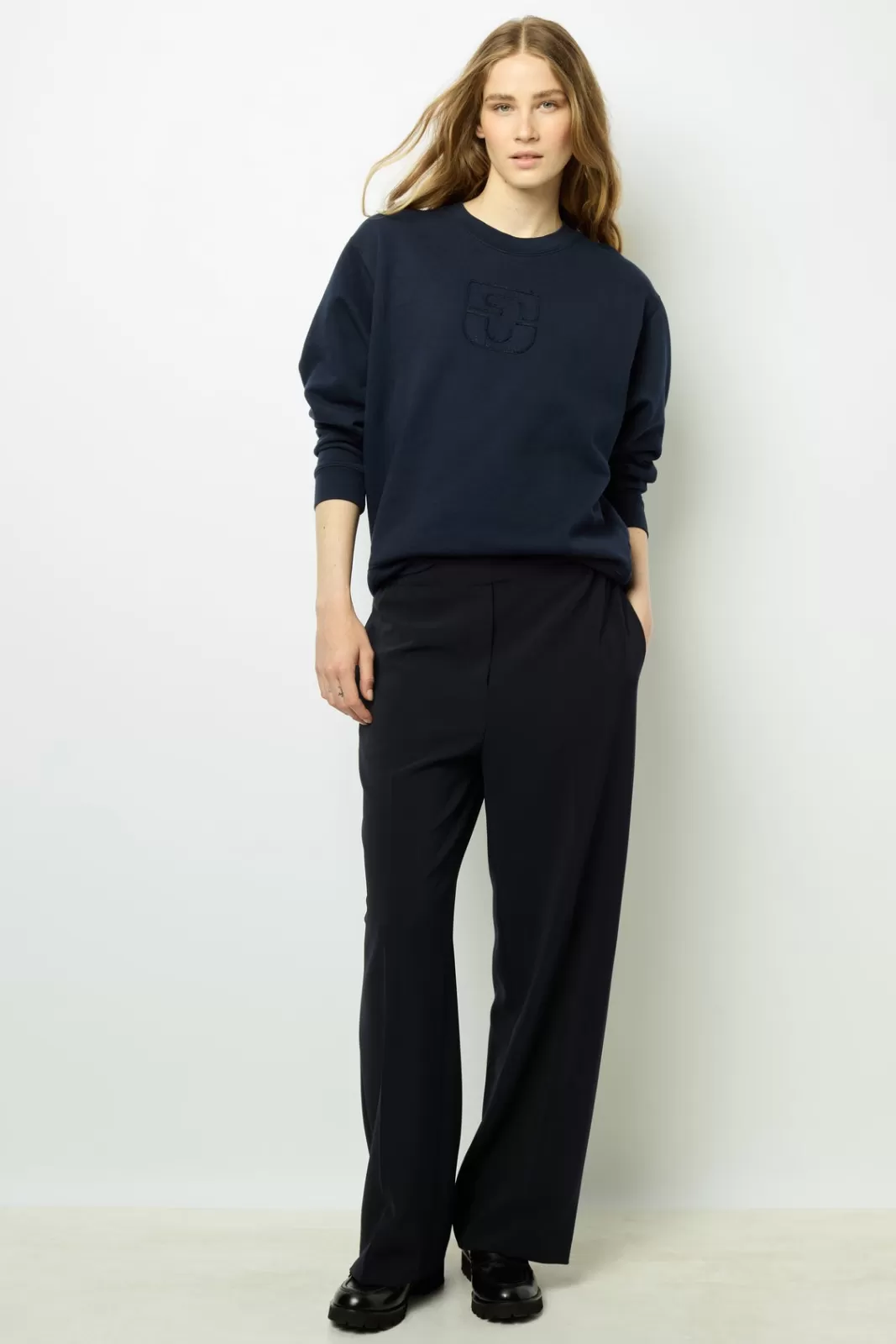 Gerard Darel Navy blue logo sweatshirt - ADRIENNE Marine Outlet