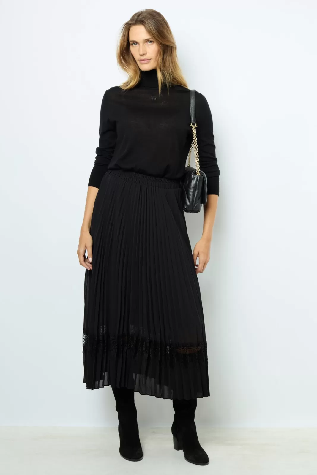 Gerard Darel Pleated lace skirt - CLODIE Noir Discount