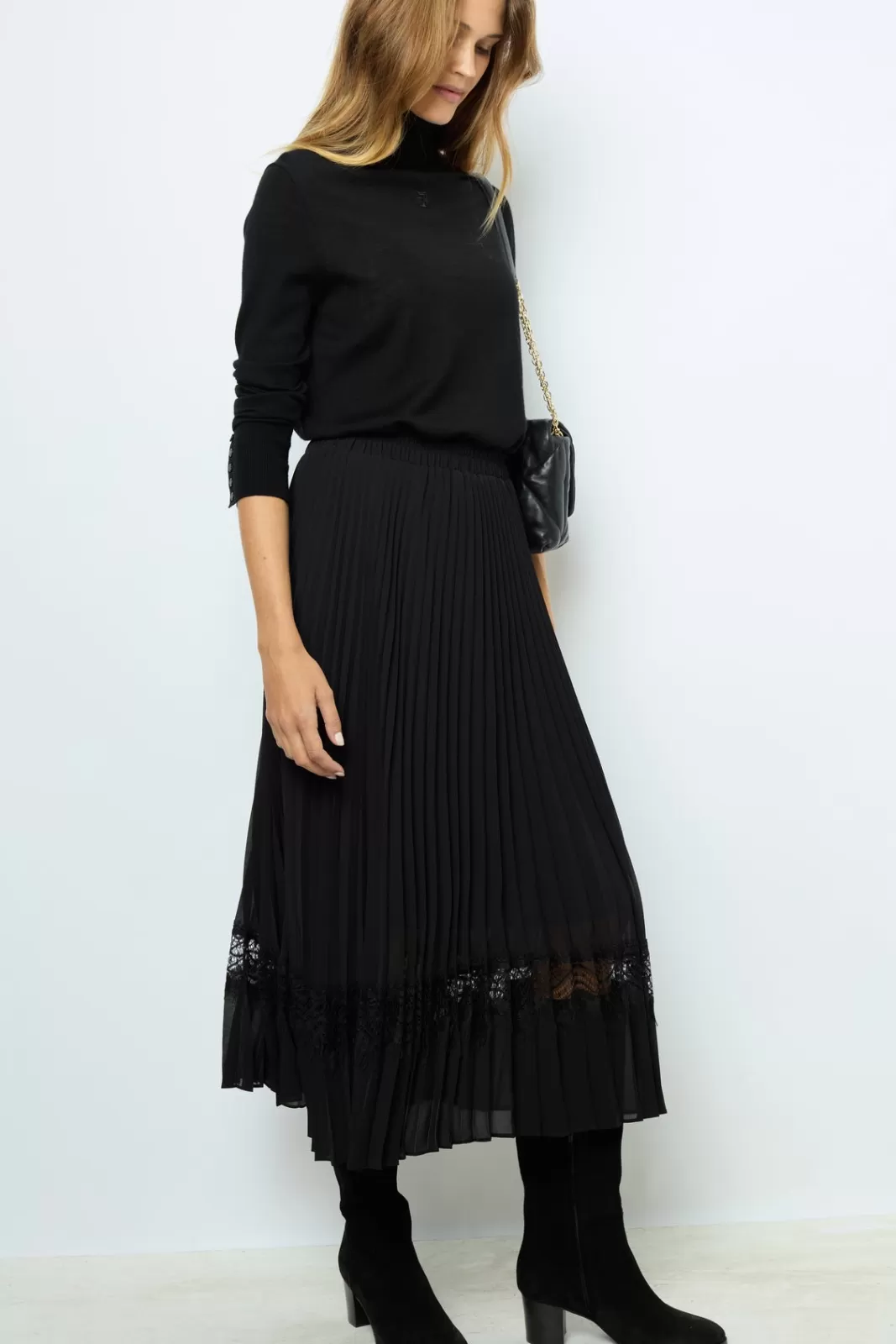 Gerard Darel Pleated lace skirt - CLODIE Noir Discount