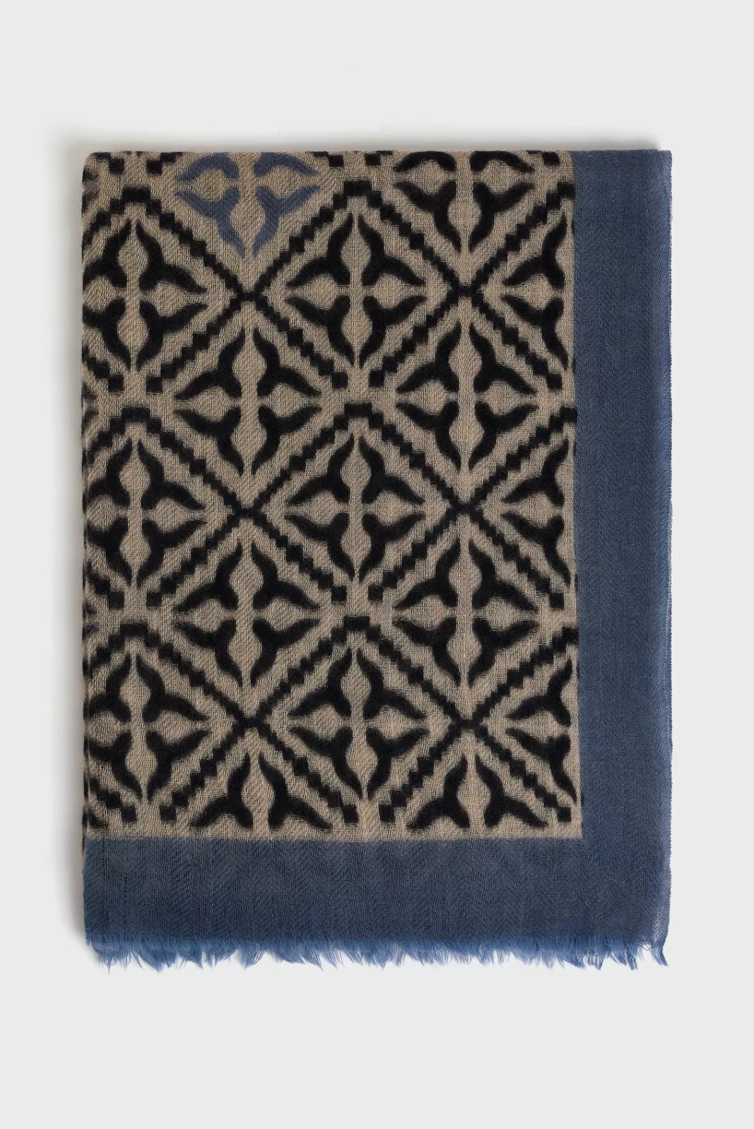 Gerard Darel Printed wool and cashmere scarf - DYLANE Bleuciel Flash Sale