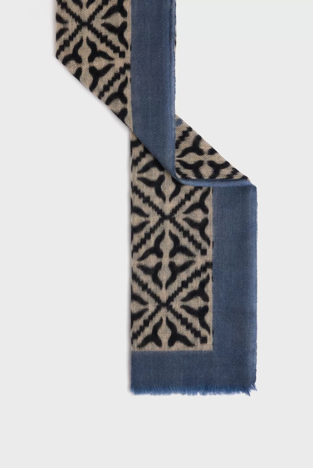 Gerard Darel Printed wool and cashmere scarf - DYLANE Bleuciel Flash Sale